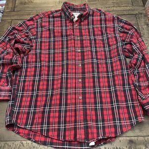 Eddie Bauer Men's‎ Flannel Shacket Red Black Plaid Shirt XL Long Sleeve Fall